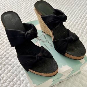 Donald J Pliner Black and Natural Mesh Elastic/ Hemp size 8.5 Like Brand